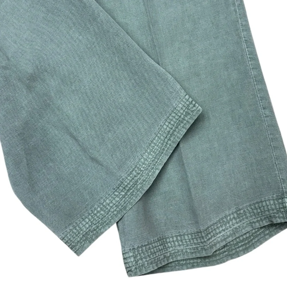 Joie Sage Green Linen Blend Wide Leg Crop Drastring Pants Medium Beach Casual - Picture 7 of 12